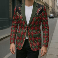Western Yoke Blazer Wine Deer Christmas Argyle Patterns - Wonder Print Shop