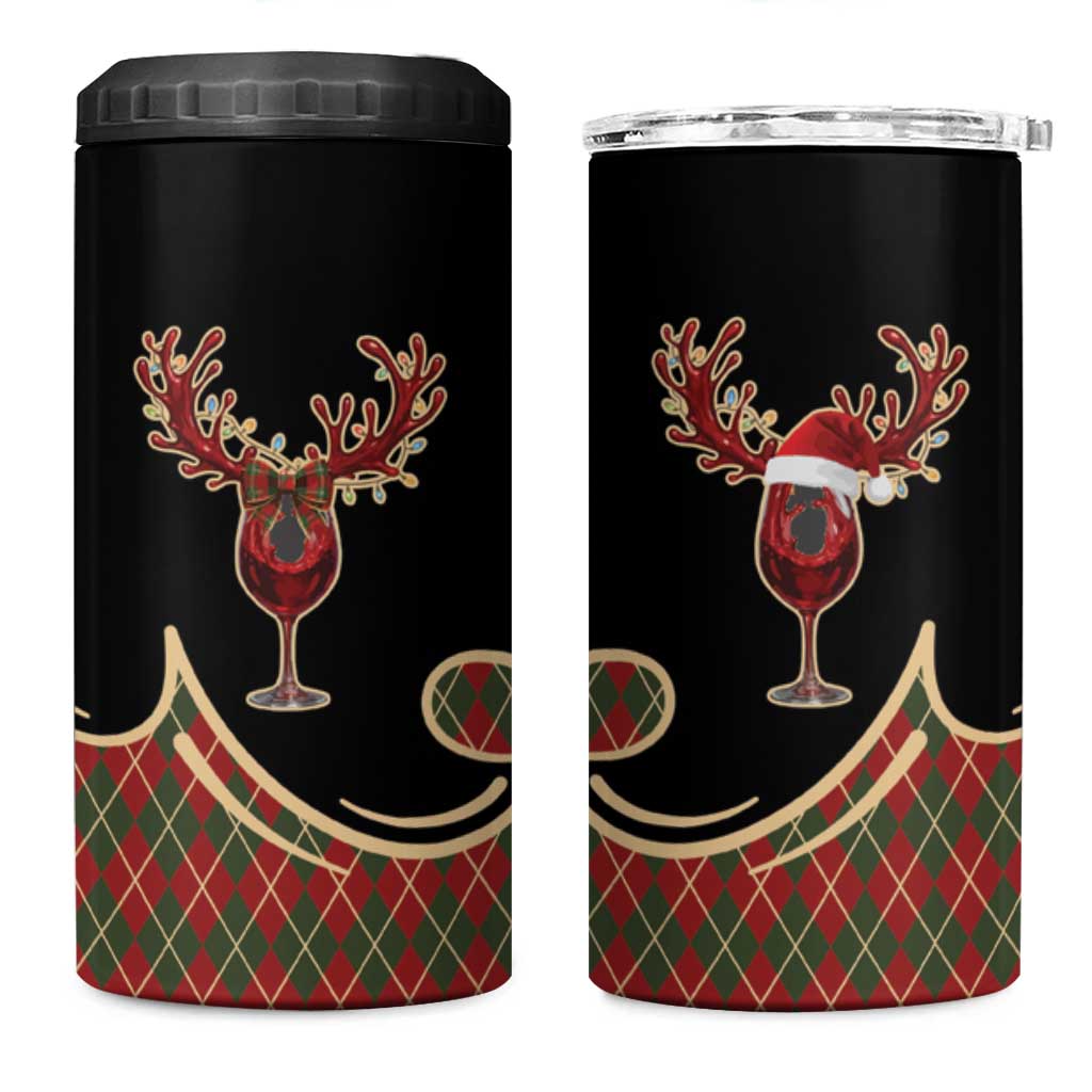 Western Yoke 4 in 1 Can Cooler Tumbler Wine Deer Christmas Argyle Patterns - Wonder Print Shop