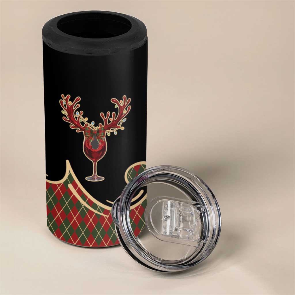 Western Yoke 4 in 1 Can Cooler Tumbler Wine Deer Christmas Argyle Patterns - Wonder Print Shop