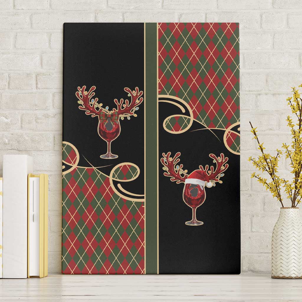 Western Yoke Canvas Wall Art Wine Deer Christmas Argyle Patterns - Wonder Print Shop