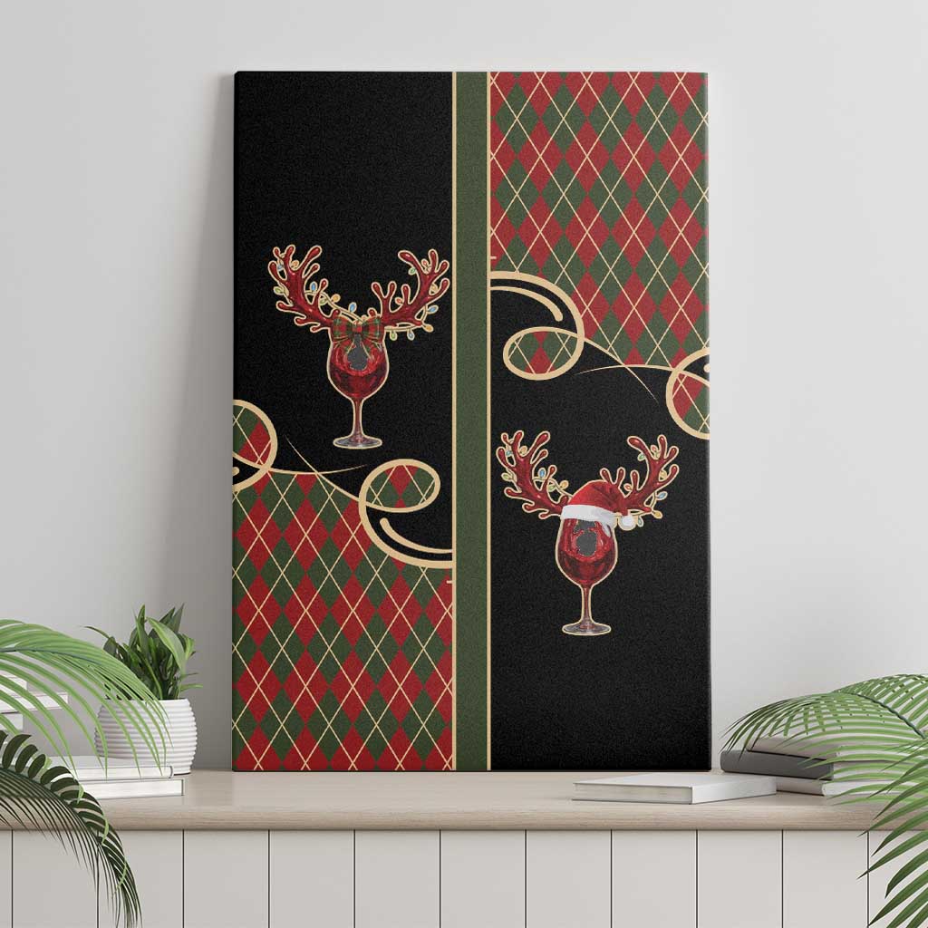 Western Yoke Canvas Wall Art Wine Deer Christmas Argyle Patterns - Wonder Print Shop