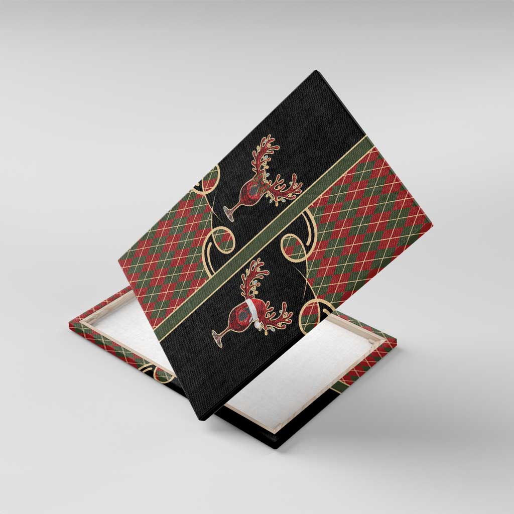 Western Yoke Canvas Wall Art Wine Deer Christmas Argyle Patterns - Wonder Print Shop