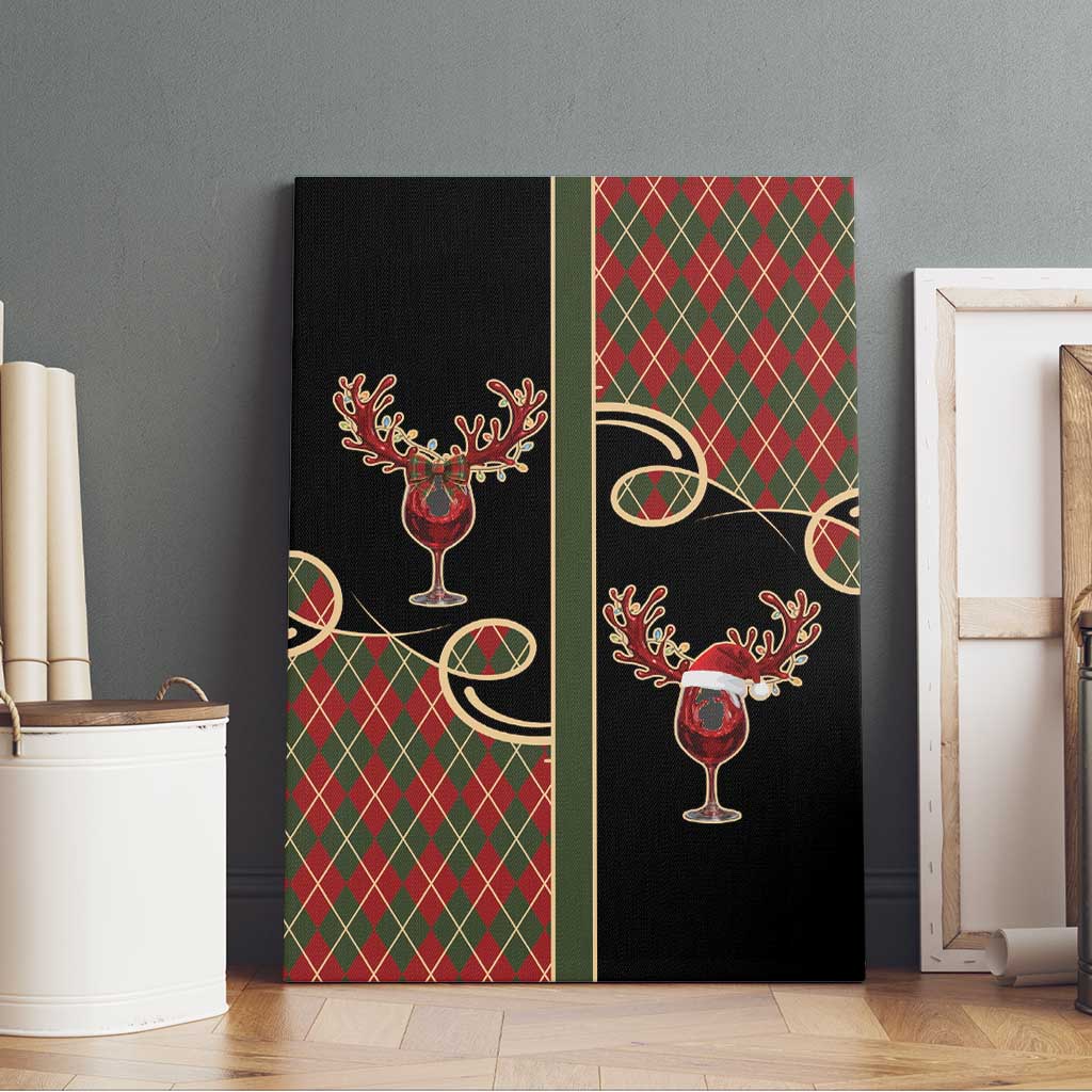 Western Yoke Canvas Wall Art Wine Deer Christmas Argyle Patterns - Wonder Print Shop