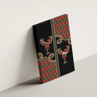 Western Yoke Canvas Wall Art Wine Deer Christmas Argyle Patterns - Wonder Print Shop
