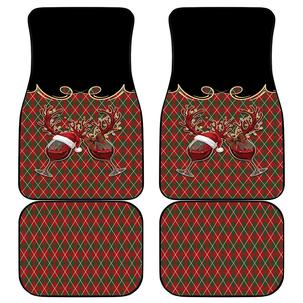 Western Yoke Car Mats Wine Deer Christmas Argyle Patterns - Wonder Print Shop