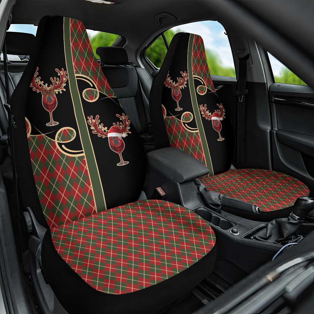 Western Yoke Car Seat Cover Wine Deer Christmas Argyle Patterns - Wonder Print Shop