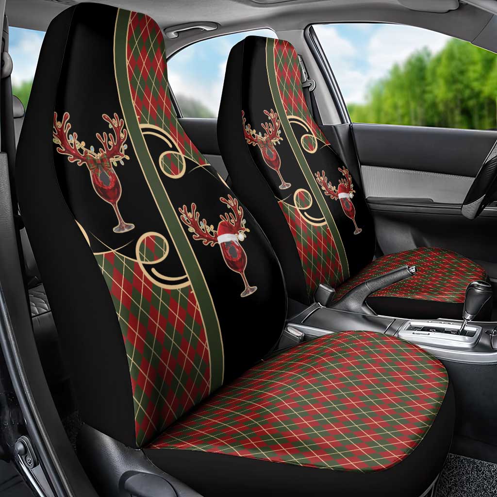Western Yoke Car Seat Cover Wine Deer Christmas Argyle Patterns - Wonder Print Shop