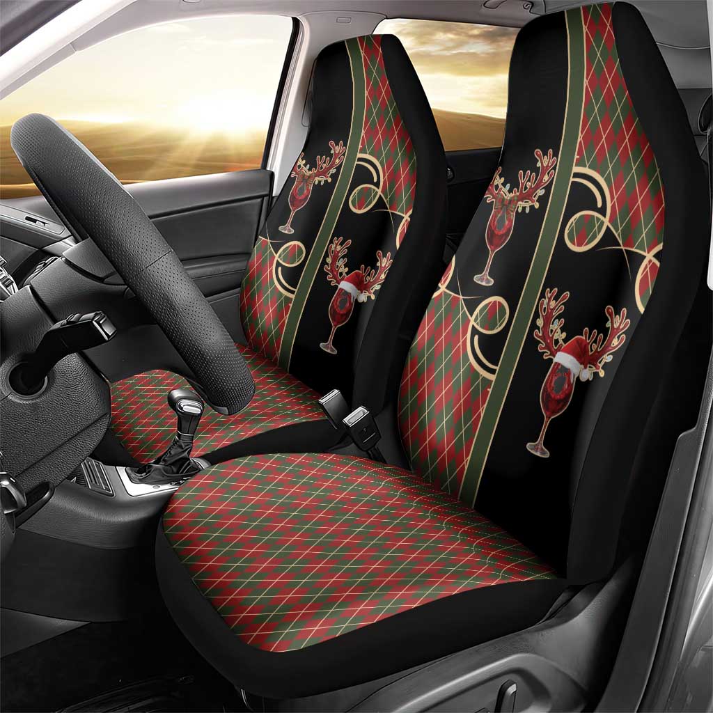 Western Yoke Car Seat Cover Wine Deer Christmas Argyle Patterns - Wonder Print Shop