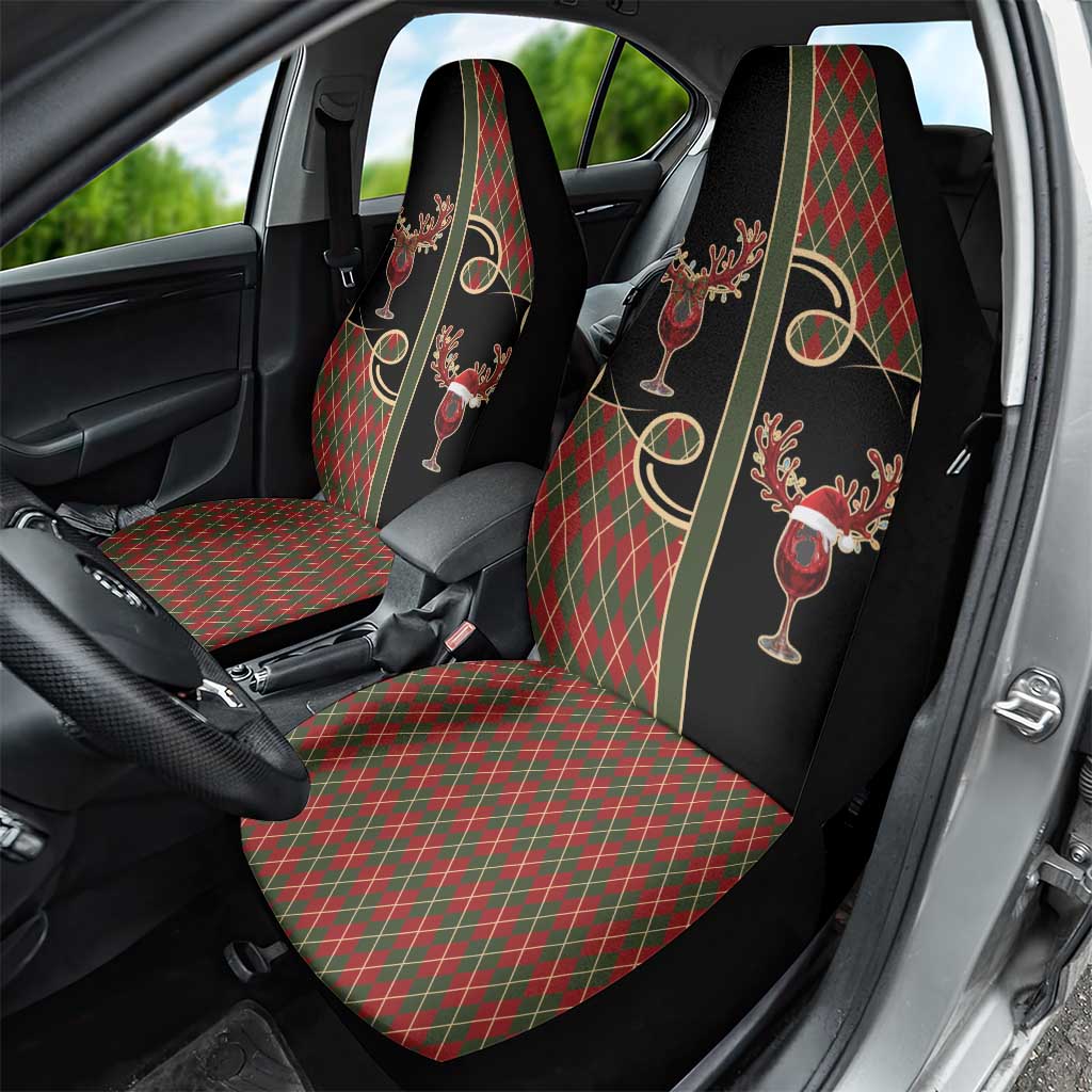 Western Yoke Car Seat Cover Wine Deer Christmas Argyle Patterns - Wonder Print Shop