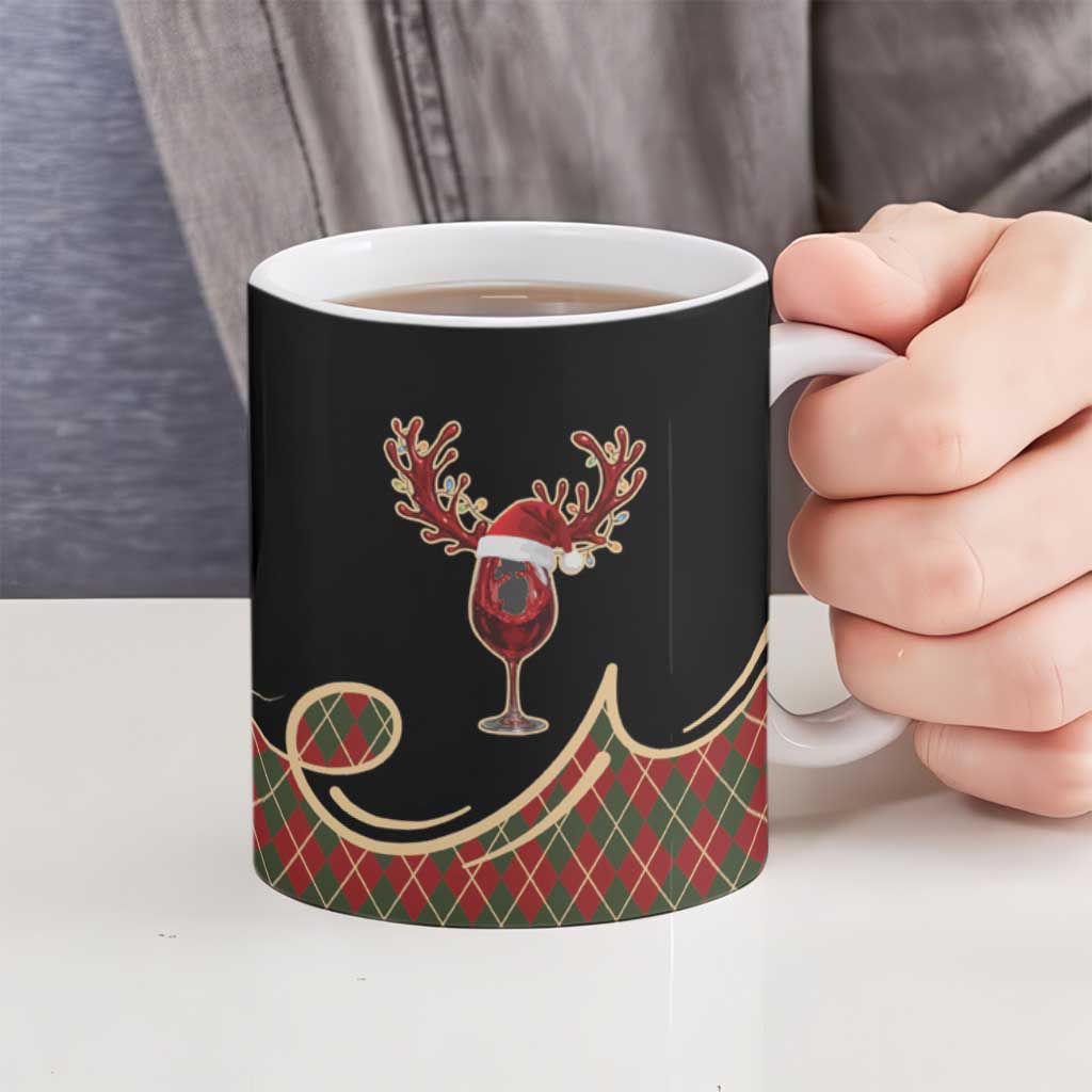 Western Yoke Ceramic Mug Wine Deer Christmas Argyle Patterns - Wonder Print Shop