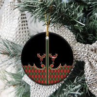 Western Yoke Ceramic Ornament Wine Deer Christmas Argyle Patterns - Wonder Print Shop