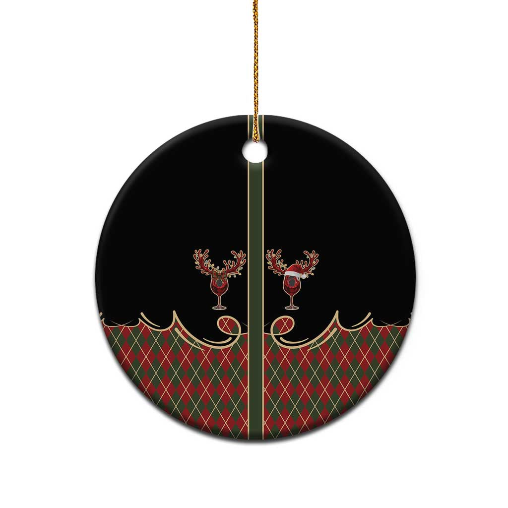 Western Yoke Ceramic Ornament Wine Deer Christmas Argyle Patterns - Wonder Print Shop