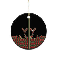 Western Yoke Ceramic Ornament Wine Deer Christmas Argyle Patterns - Wonder Print Shop