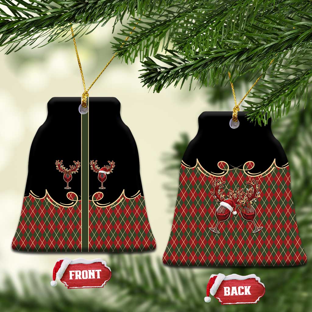 Western Yoke Ceramic Ornament Wine Deer Christmas Argyle Patterns - Wonder Print Shop