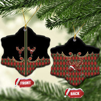 Western Yoke Ceramic Ornament Wine Deer Christmas Argyle Patterns - Wonder Print Shop