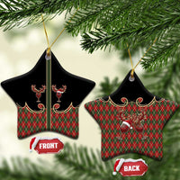 Western Yoke Ceramic Ornament Wine Deer Christmas Argyle Patterns - Wonder Print Shop
