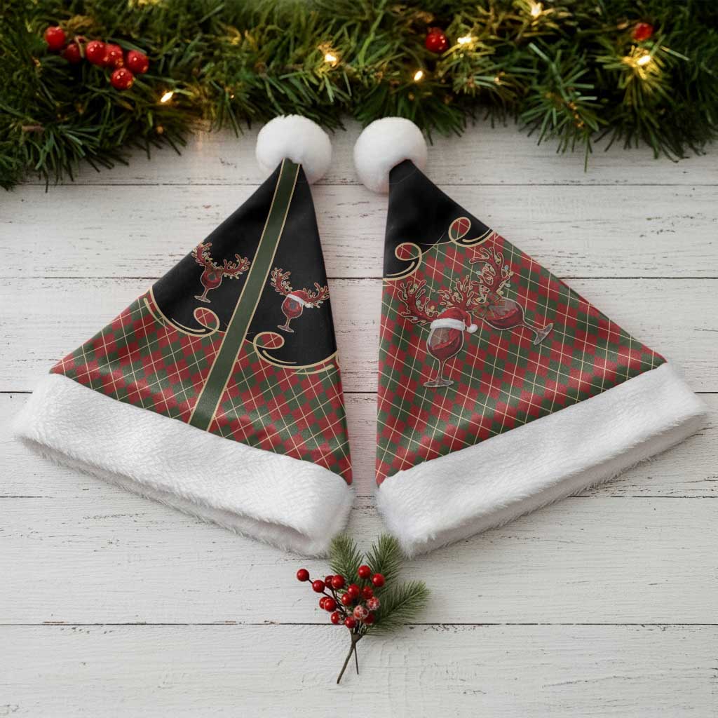 Western Yoke Christmas Santa Hat Wine Deer Christmas Argyle Patterns - Wonder Print Shop