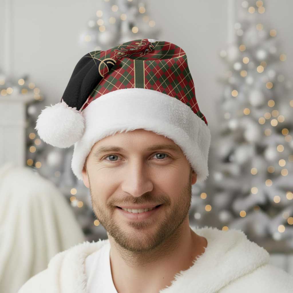 Western Yoke Christmas Santa Hat Wine Deer Christmas Argyle Patterns - Wonder Print Shop