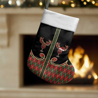Western Yoke Christmas Stocking Wine Deer Christmas Argyle Patterns - Wonder Print Shop