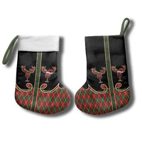 Western Yoke Christmas Stocking Wine Deer Christmas Argyle Patterns - Wonder Print Shop