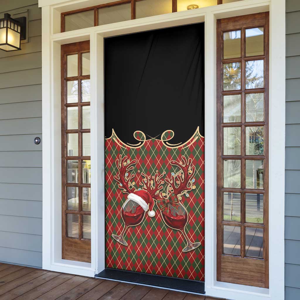 Western Yoke Door Cover Wine Deer Christmas Argyle Patterns - Wonder Print Shop