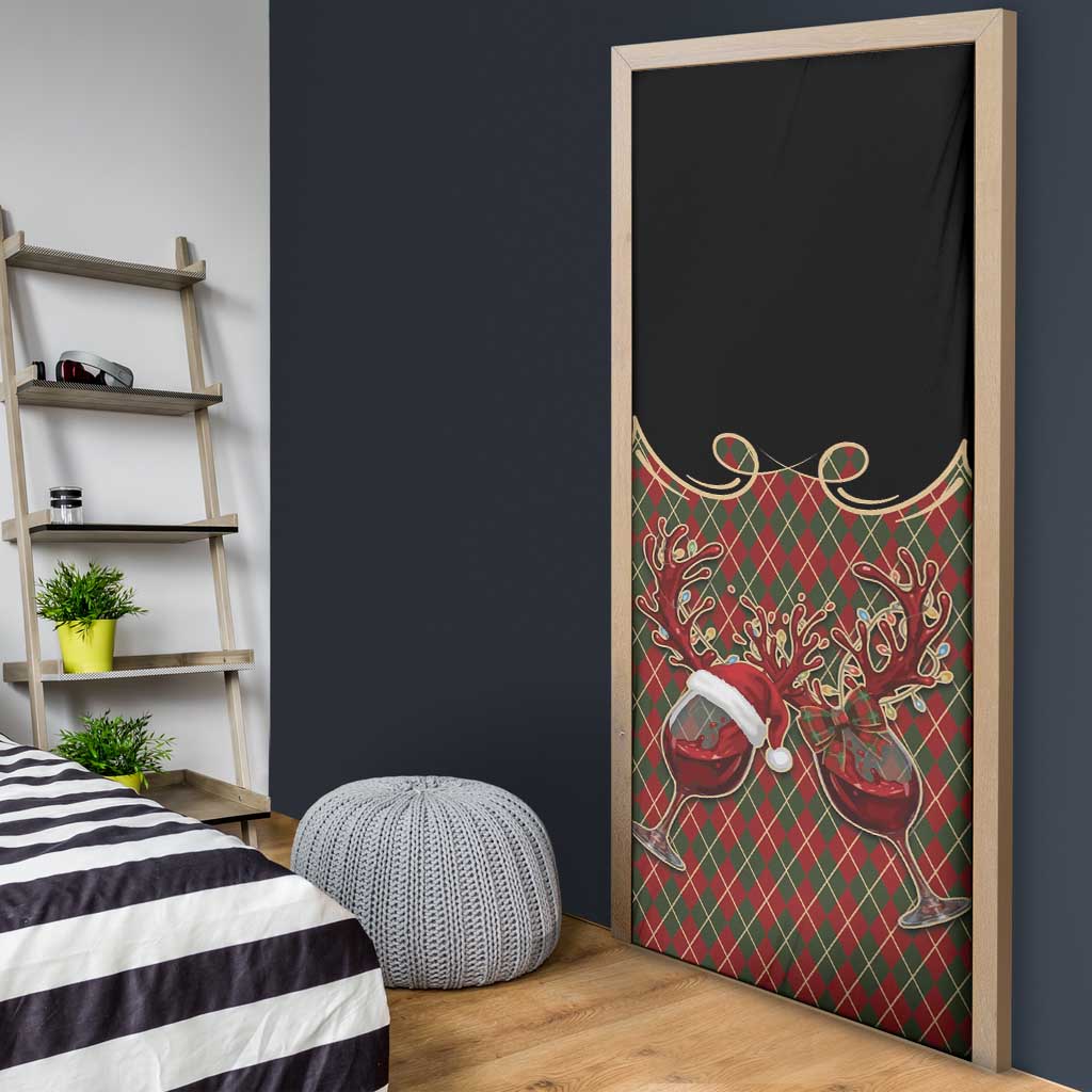 Western Yoke Door Cover Wine Deer Christmas Argyle Patterns - Wonder Print Shop