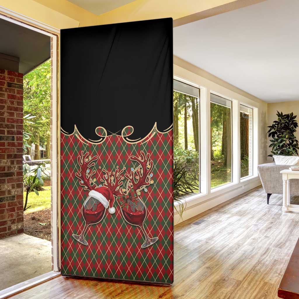 Western Yoke Door Cover Wine Deer Christmas Argyle Patterns - Wonder Print Shop