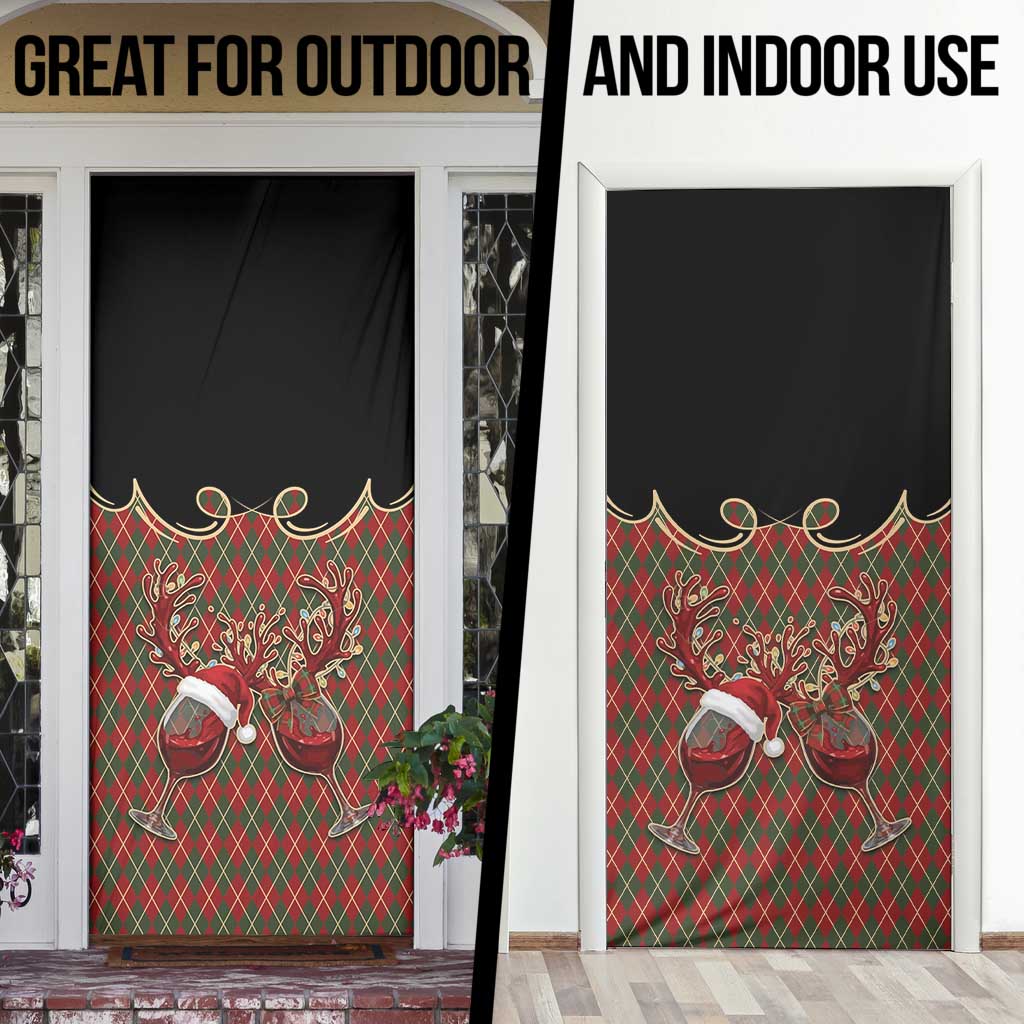 Western Yoke Door Cover Wine Deer Christmas Argyle Patterns - Wonder Print Shop