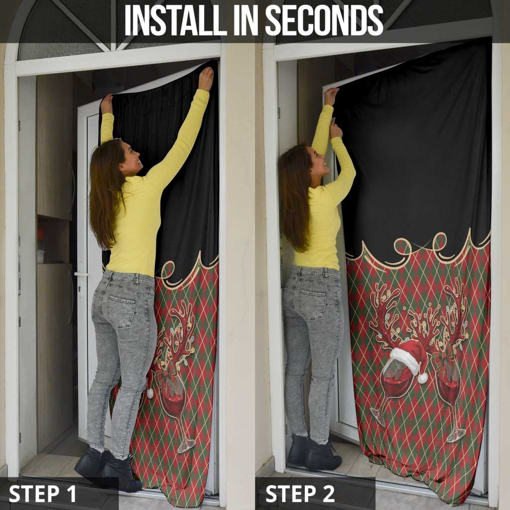 Western Yoke Door Cover Wine Deer Christmas Argyle Patterns - Wonder Print Shop