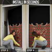 Western Yoke Door Cover Wine Deer Christmas Argyle Patterns - Wonder Print Shop