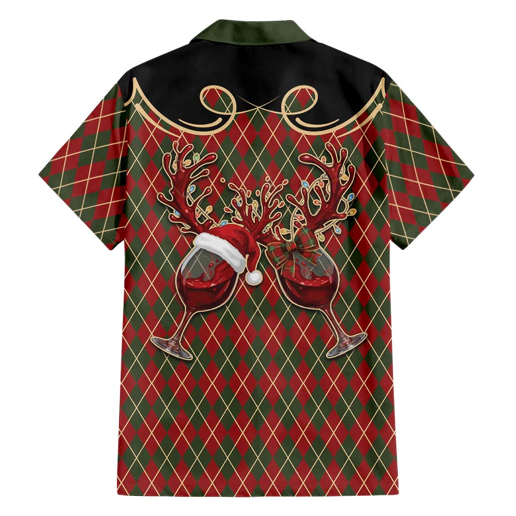 Western Yoke Family Matching Mermaid Dress and Hawaiian Shirt Wine Deer Christmas Argyle Patterns - Wonder Print Shop