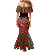 Western Yoke Family Matching Mermaid Dress and Hawaiian Shirt Wine Deer Christmas Argyle Patterns - Wonder Print Shop