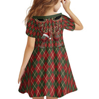 Western Yoke Family Matching Off The Shoulder Long Sleeve Dress and Hawaiian Shirt Wine Deer Christmas Argyle Patterns - Wonder Print Shop