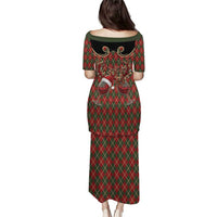 Western Yoke Family Matching Puletasi and Hawaiian Shirt Wine Deer Christmas Argyle Patterns - Wonder Print Shop