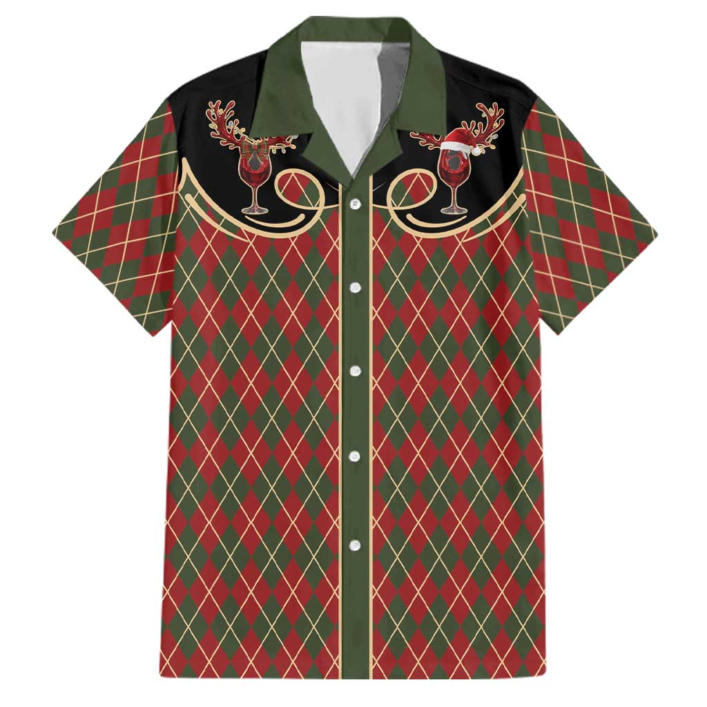 Western Yoke Family Matching Summer Maxi Dress and Hawaiian Shirt Wine Deer Christmas Argyle Patterns - Wonder Print Shop