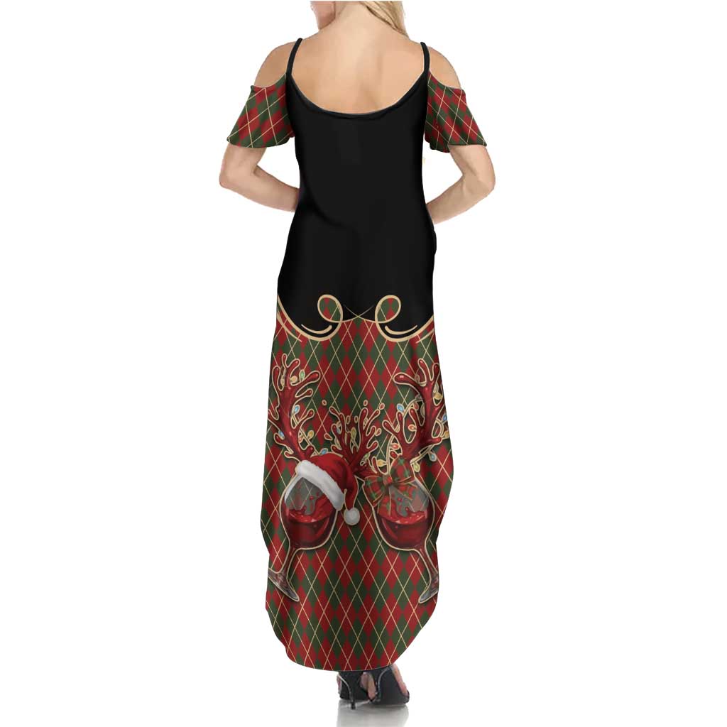 Western Yoke Family Matching Summer Maxi Dress and Hawaiian Shirt Wine Deer Christmas Argyle Patterns - Wonder Print Shop