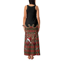Western Yoke Family Matching Tank Maxi Dress and Hawaiian Shirt Wine Deer Christmas Argyle Patterns - Wonder Print Shop