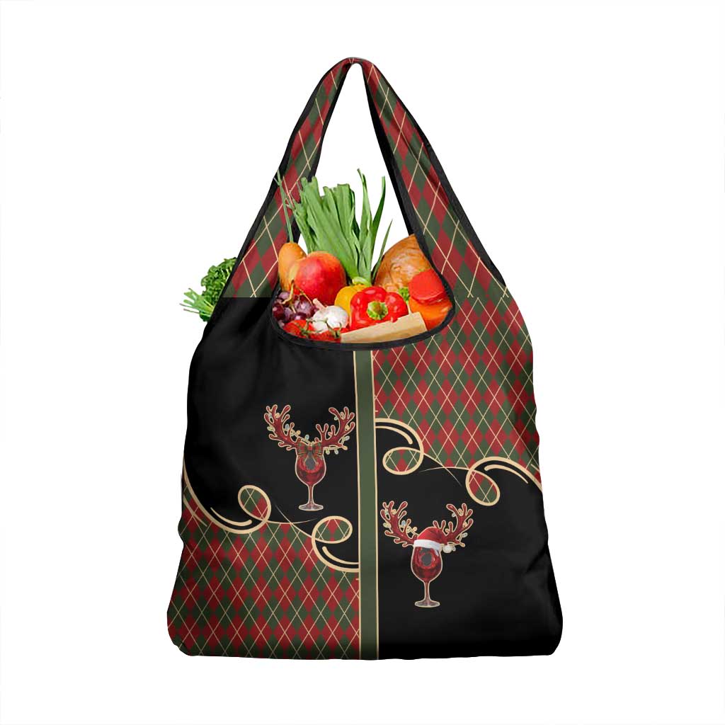Western Yoke Grocery Bag Wine Deer Christmas Argyle Patterns - Wonder Print Shop