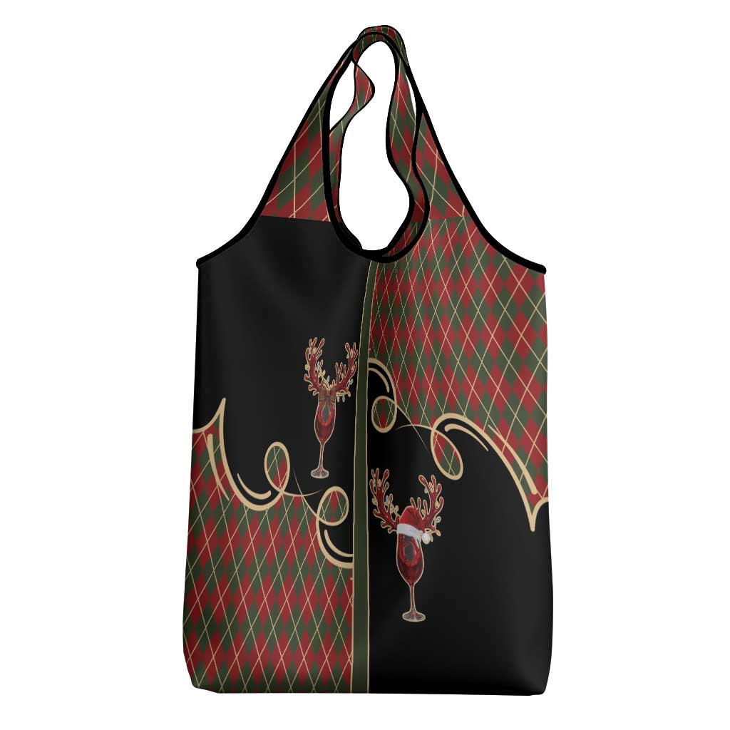 Western Yoke Grocery Bag Wine Deer Christmas Argyle Patterns - Wonder Print Shop