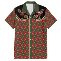 Western Yoke Hawaiian Shirt Wine Deer Christmas Argyle Patterns - Wonder Print Shop
