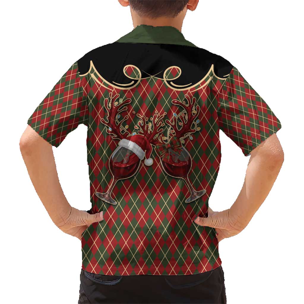Western Yoke Hawaiian Shirt Wine Deer Christmas Argyle Patterns - Wonder Print Shop