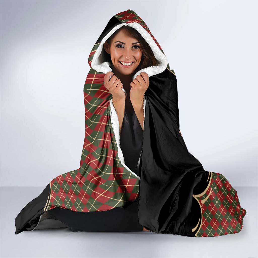Western Yoke Hooded Blanket Wine Deer Christmas Argyle Patterns - Wonder Print Shop