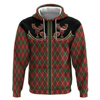Western Yoke Hoodie Wine Deer Christmas Argyle Patterns - Wonder Print Shop