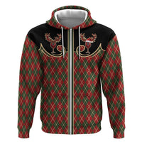 Western Yoke Hoodie Wine Deer Christmas Argyle Patterns - Wonder Print Shop