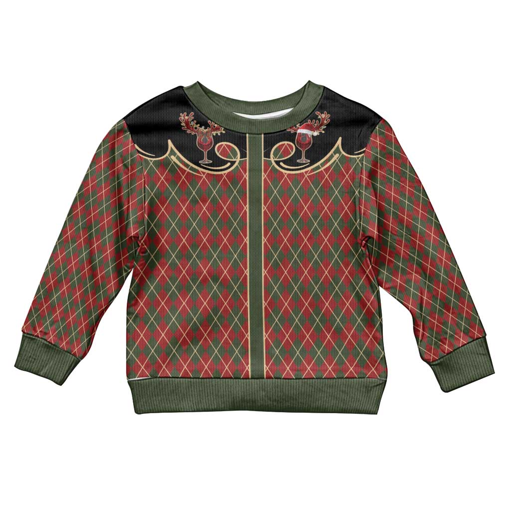 Western Yoke Kid Ugly Christmas Sweater Wine Deer Christmas Argyle Patterns - Wonder Print Shop