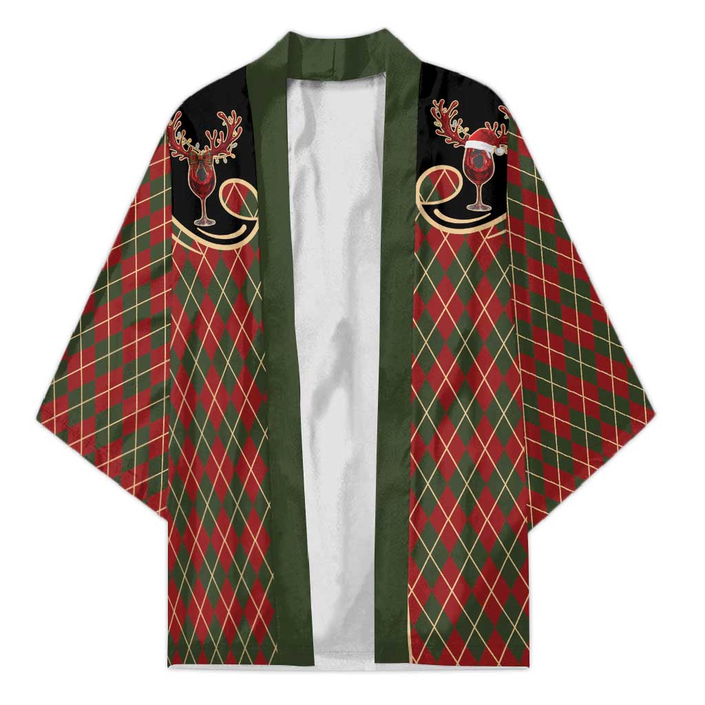 Western Yoke Kimono Wine Deer Christmas Argyle Patterns - Wonder Print Shop