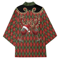 Western Yoke Kimono Wine Deer Christmas Argyle Patterns - Wonder Print Shop