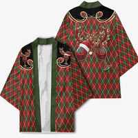 Western Yoke Kimono Wine Deer Christmas Argyle Patterns - Wonder Print Shop