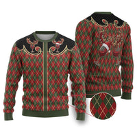 Western Yoke Ugly Christmas Sweater Wine Deer Christmas Argyle Patterns - Wonder Print Shop
