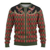 Western Yoke Ugly Christmas Sweater Wine Deer Christmas Argyle Patterns - Wonder Print Shop